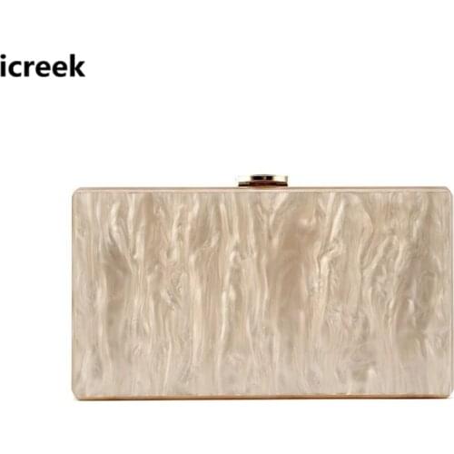 Women New Wallet Brand Fashion Solid Acrylic Shoulder Bags Beige Party Evening Bags Clutch purse Wedding ladies Casual Handbags