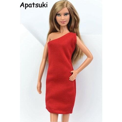 Red Fashion Dress For Barbie Doll Clothes Evening Dress Vestido Jumper Skirt For Barbie Doll 1/6 Doll Accessories