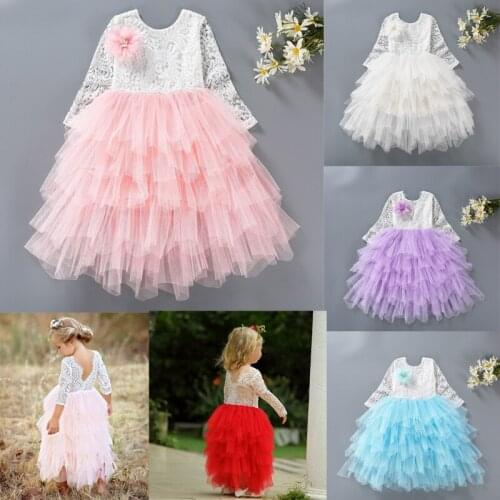 Lace Princess Girls Summer Dress Costume Party Dresses Children Clothing
