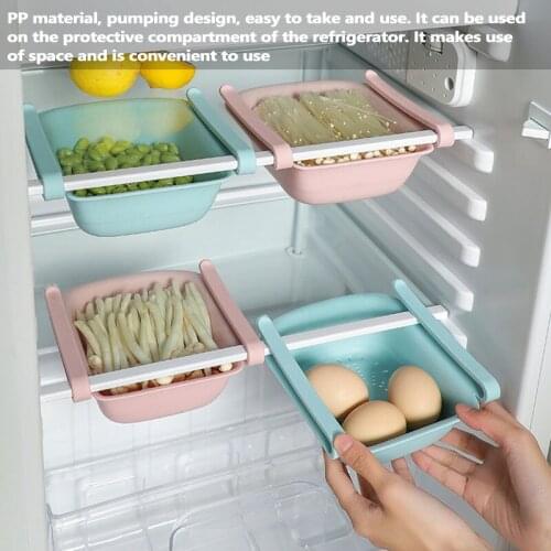 Kitchen Accessories Fridge Storage Organizer Layer Storage Rack Refrigerator Partition Sliding Drawer Food Holder Cocina