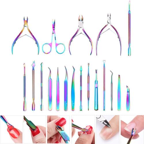BORN PRETTY Nail Nipper Cutters Stainless Steel Nail Clipper Rainbow Tweezer Clipper Dead Skin Remover Edge Cutter Nail Tool