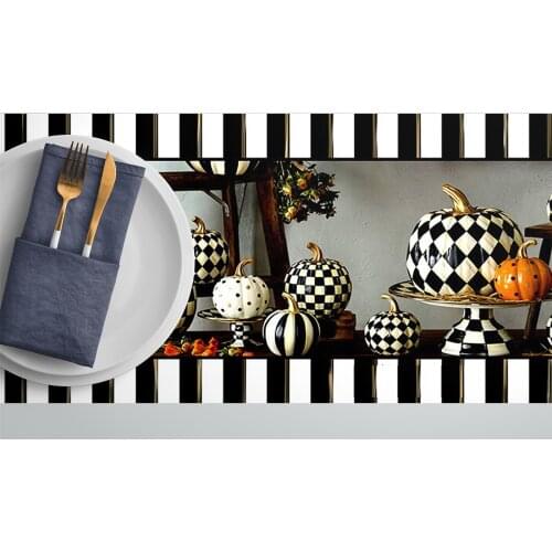 Mackenzie Pumpkin Striper Handmade Home Decoration Tablecloth / Table Runner - Dirt-Repellent Fabric 40CM x 140CM