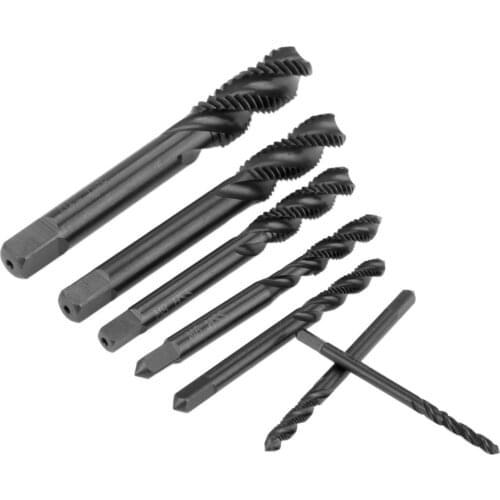 7Pcs High Speed Steel Nitridation Spiral Groove Tap Suits Metric M3-M12 Attack Silk Attack Fluted Tap Thread Tool Easy Row Chip