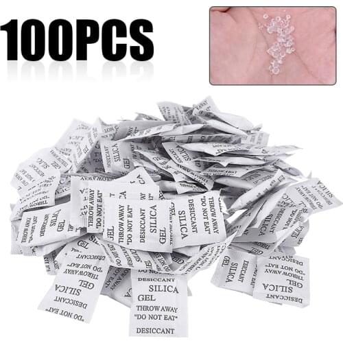 100 Packs 1g Non-Toxic Silica Gel Desiccant Kitchen Room Living Room Moisture Damp Absorber Dehumidifier For Home Accessories