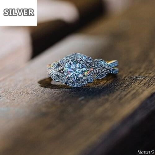 2019 New Female Crystal White Zircon Stone Ring Fashion 925 Silver Color Wedding Jewelry Promise Engagement Rings For Women