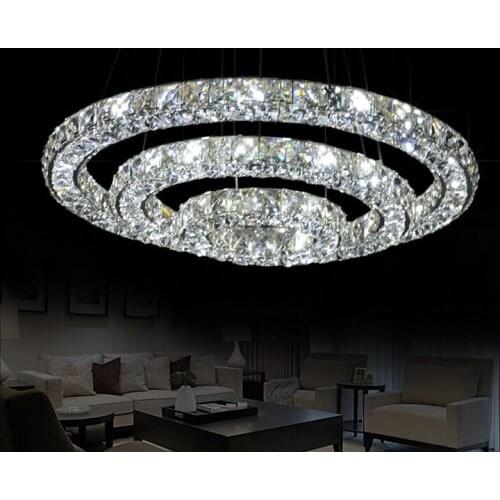 New Modern LED 3Rounds 3 sides Tier Crystals Pendant Lamp Ring Light Lighting circles lights for dining living room