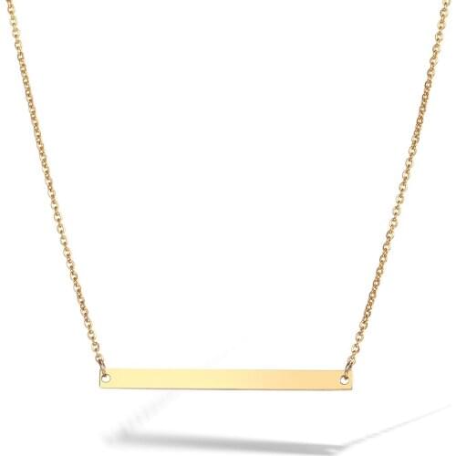 Personalized Women Bar Necklace Pendant Custom Engraved Gift 1.5mm Stainless Steel Choker Necklace for Girls Rolo Chain DDN207