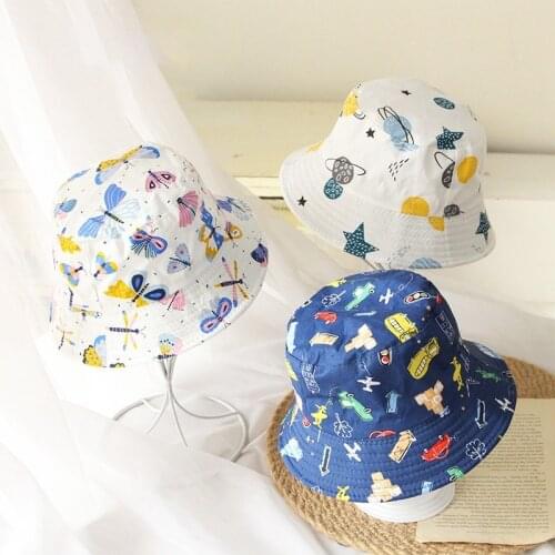 Boys And Girls Summer Baby Toddler Cartoon Animal Print Bucket Hats Caps Reversible Unisex Sun Headwear