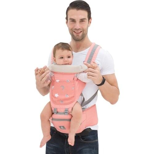 3-in-1 Baby Carrier with Hip Seat Lumbar Support Waist Stool for 0-36 Months Newborn Toddlers Ergonomic Design with Waist Bag