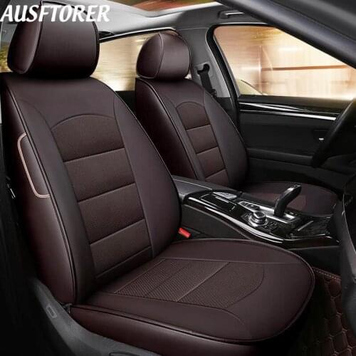 AUSFTORER Perforated Genuine Leather Seat Covers for Cadillac SRX Seat Cover 2013 Car 7 Seats Protectors Interior Accessories