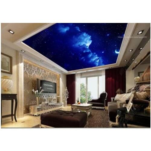 Moon in the sky Printing Ceiling Film beautiful night scenary PVC Stretch Ceiling Film