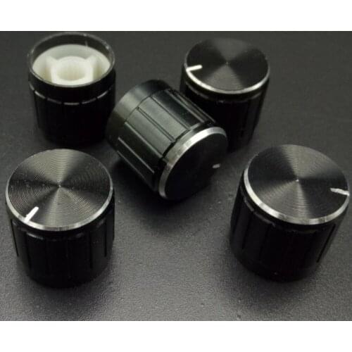 50pcs Black Alluminium Volume Control Rotary Knobs Dia. 6mm Knurled Shaft Potentiometer knob