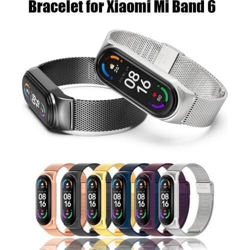 For Xiaomi Mi Band 6 Stainless Steel Strap Luxury Business Bracelet Watchbands Smart Watches Bands Gifts