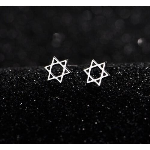 Six-Pointed Star Stud Earrings For Women Hollow Wishing Geometric Polygon Fashion Simple Korean Trendy Girls Jewelry Wholesale