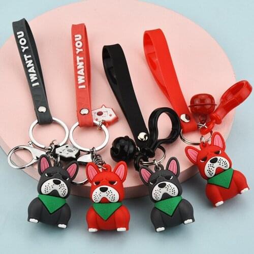 New Lovely Silicone Bull Terrier keychain Animal Figure Dog 3D Puppy Keyring Pet Fashion Jewelry Boyfriend Girl Gift Accessories