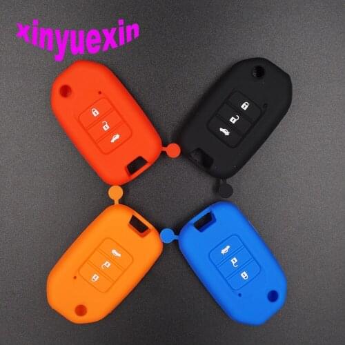 Xinyuexin Silicone Car Key Cover Case For Honda Accord Vezel Crider city civic Jazz CRV Crider HRV Remote Key Jacket Car-stying