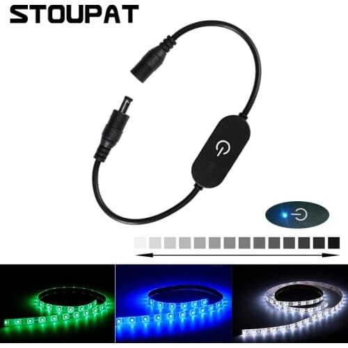 DC 5V-12V 3A Dimmer Single Color Touch Switch for 2835 5050 LED Strip Light Adjust Brightness with DC Plug Kitchen Bedside Home
