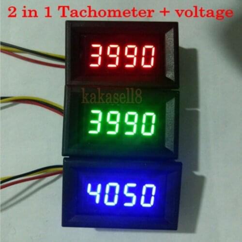 LED 2 in 1 Tachometer Gauge digital RPM meter voltmeter for Car Motorcycle free shipping