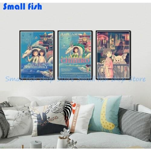 Spirited Away Home Furnishing decoration Kraft Movie Poster Drawing core Wall stickers 42*30 cm