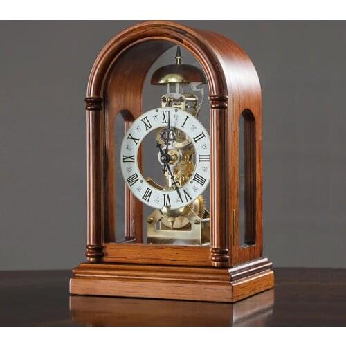 Vintage Mechanical Table Clock European Solid Wood Clock Desk Clock Retro Table Watch Desk Clock Living Room Bedroom clock decor