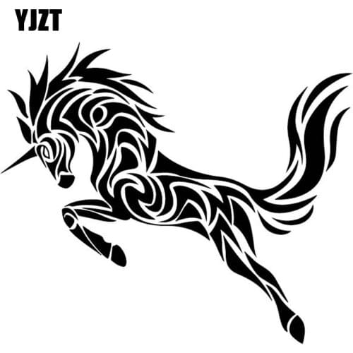 YJZT 17.3CM*14.8CM Unicorn Fashion Pattern Car Sticker Body Of Car Decorate Vinyl Decal Black/Silver C4-1809