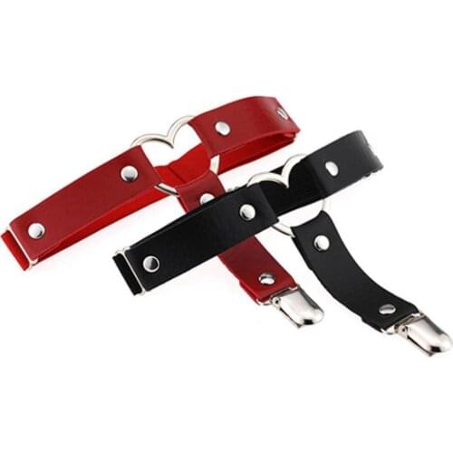 Women Sexy Elasticity Heart Faux Leather Tight Suspender Punk Garter Belts Christmas gift punk wear