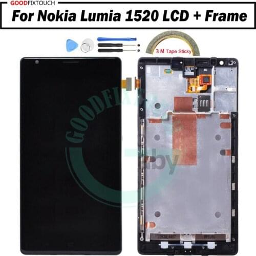 6" For lumia1520 Lcd display+touch glass digitizer Frame Full assembly for Nokia lumia 1520 replacement screen