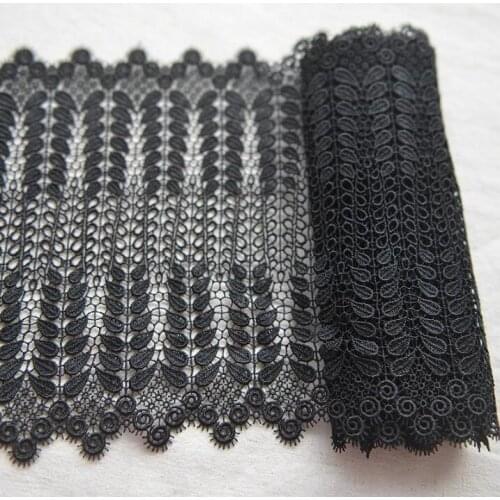 1 Meter 18.5cm Width Black African High Quality Net Lace Guipure Mesh Lace Fabric For Dress
