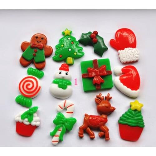 10pcs/Lot Lovely Flat Back Resin Christmas Decoration Botoes De Resina DIY Craft Resin Deer For DIY Decoration - Mixed 9 Deisgns