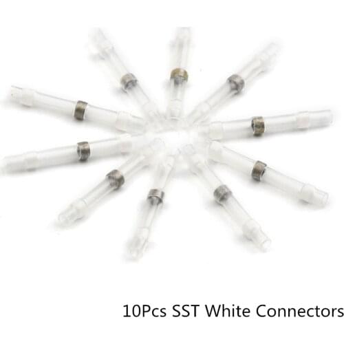 10Pcs SST-11 Heat Shrink Butt Wire Connectors White Waterproof Tinned Copper Solder Seal Terminals Kit