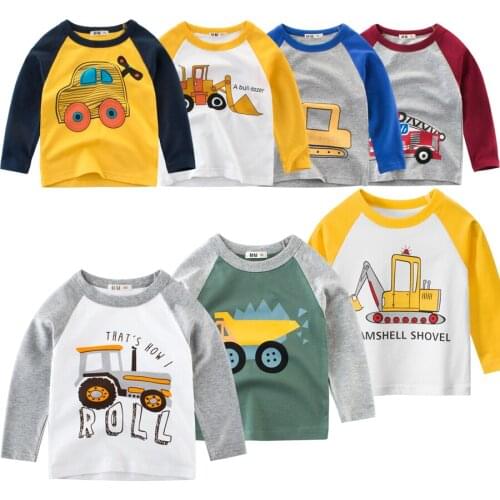 100% Cotton Kids T-Shirts Children Tops Clothes Tee Baby Boys Girls Long Sleeve T-shirt 1 2 3 4 5 6 7 8 Years Old Child Clothing