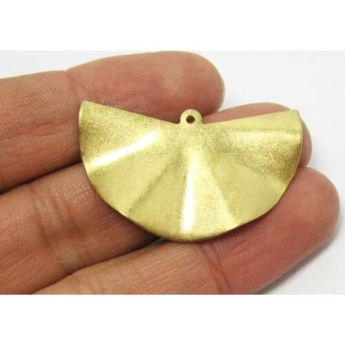 Brass wavy fan charms 38.3x23mm Fan shaped Raw brass Earrings findings -20pcs R625