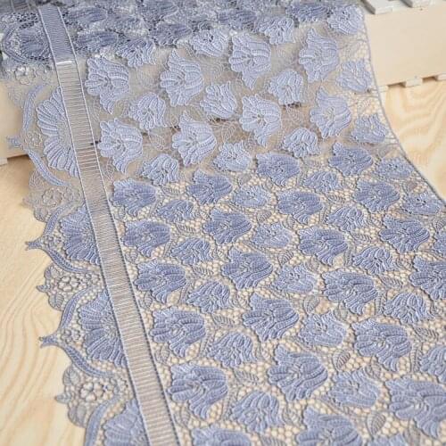 2 Meters/lot 32cm Grey Purple Lace Ribbon Embellishments for Sewing DIY Ribbon for Curtain Decoration Nigeria Lace Trim Fabric