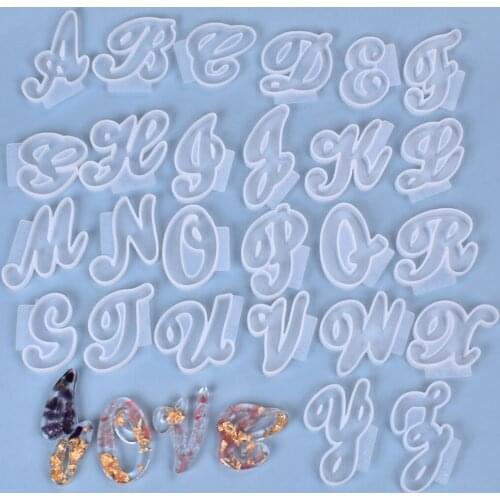 26Pcs/Set English Letters Crystal Epoxy Resin Mold A-Z Alphabet Shaped Pendant Key Chain Silicone Mould DIY Crafts Jewelry Tools