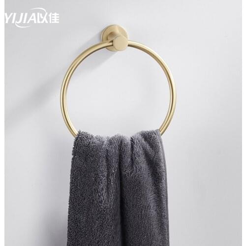 Bathroom accessories Golden Towel Holder Wall-Mounted Round Towel Rings shower room Brass towel Rack