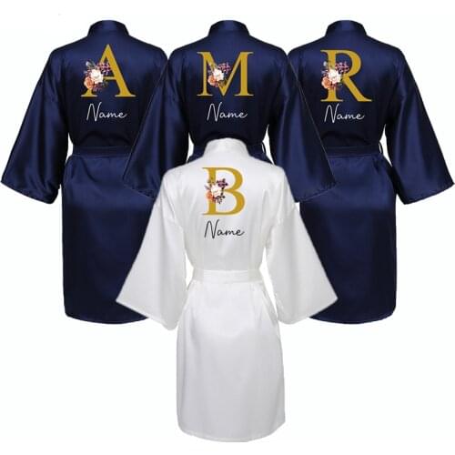 Personalised Satin Robe Bridesmaid Robes Bride Wedding Robe Bridesmaid Team Bride Gifts Flower Print Bridal Gift Robes