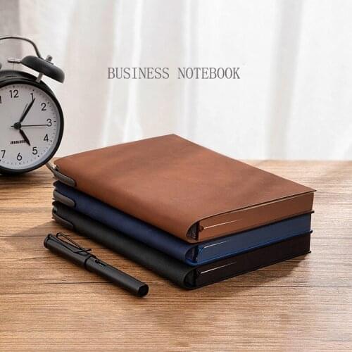 New A5 business notebook fashion simple pure color creative same color jet leather office learning record notebook set