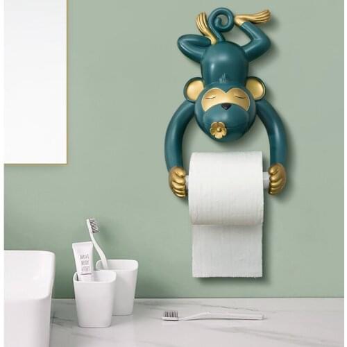 European Style Bathroom Tissue Holder Resin Material Monkey-shaped Tissue Holder Roll Paper Tube Furniture Bathroom Decoration