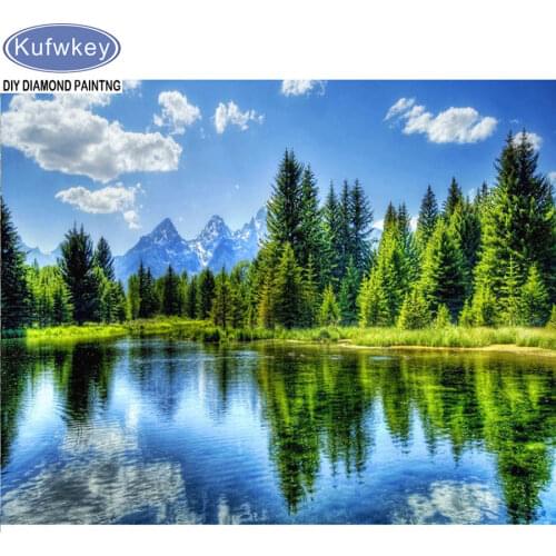 DIY 5D full square Diamond embroidery "forest lake"nature landscape diamond painting Cross Stitch Rhinestone mosaic home decor