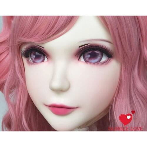 DM050) Girl Sweet Resin Japanese Anime Kigurumi Mask Cosplay Lolita Crossdressing Lifelike BJD Masks