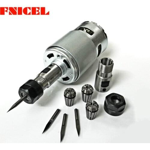 775 DC Motor 12-36V 4000-12000 RPM Ball Bearing Spindle Motor with ER11 Extension Rod Carving Knife for CNC Router Machine