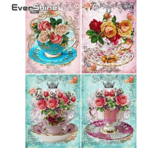 EverShine Diamond Painting Cross Stitch Flowers Picture Rhinestones Diamond Embroidery Peony Picture Rhinestones Wall Decor