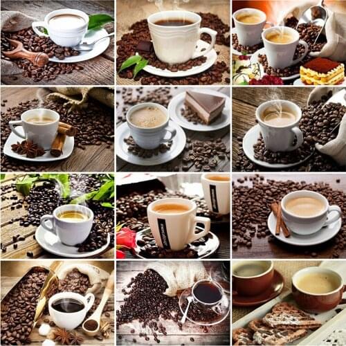 Evershine Diamond Painting Coffee Diamond Embroidery Landscape Full Square Round Cross Stitch Rhinestone Pictures Home Decor