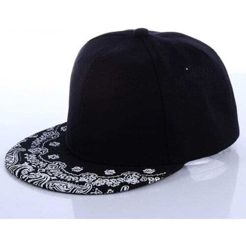 Hiphop Hat Paisley Adult Snapback Black Adjustable Baseball Cap Unisex
