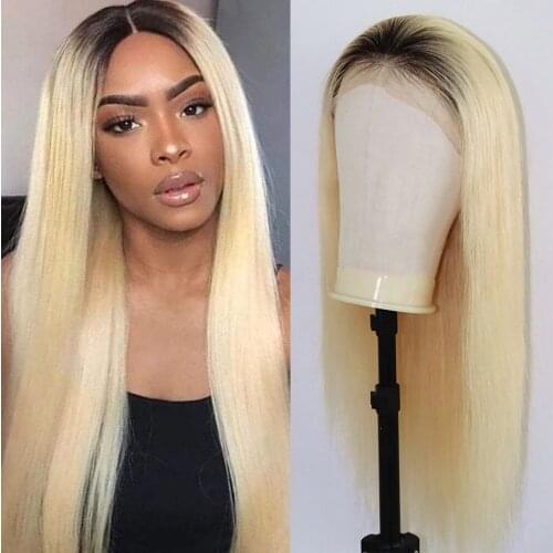 1B613 Straight Human Hair Wigs With Baby Hair Ombre Color Brazilian Remy Hair Wigs T Part Wig Pre Plucked For Black Women Eifini