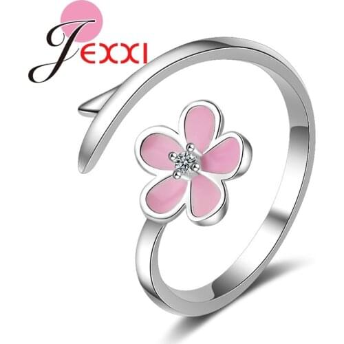 Sweet Cute Pink Enamel Aajustable Ring Minimalist Jewelry Female Korean Style For Women Party Ring Jewelry Fast Shipping