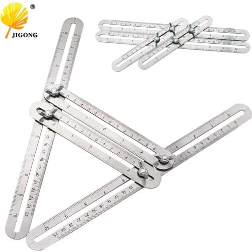 JIGONG Multi-function Adjustable Four-Sided Folding Measuring Tool Multi-Angle Template Scale Ruler