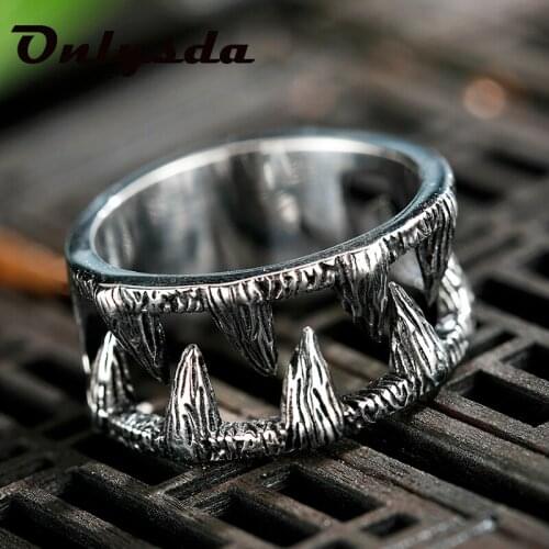Fashion Retro Teeth Beast Ring Stinless Steel Unisex Finger Anel Punk Rock For Boyfriend Man Gift Wholesale Price