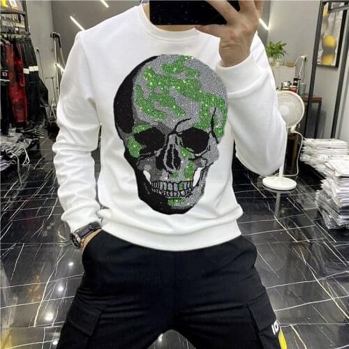 New Technology Hot Diamond Exquisite Sweatshirt 3d Loose Warm Round Neck Mens Hoody Hip Hop Oversized Pullover
