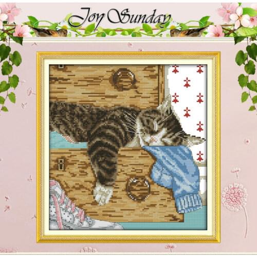 Lovely Lazy Cat Patterns Counted Cross Stitch DIY 11CT 14CT Cross Stitch Sets Animals Cross-stitch Kits Embroidery Needlework